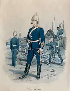 Impresión antigua de 1890; artillería victoriana, trajes militares después de Bunneth - Imagen 1 de 2