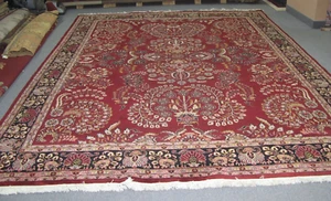 8'9"x11''9  Fine Indo Sarouk Rug Hand Knotted 100% Wool pile Red Traditional - Picture 1 of 9
