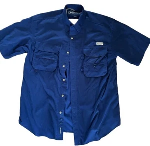 Magellan Sportswear Blue San Luis Pass II 2 Vented SS Button Down Shirt Men's L - Picture 1 of 5