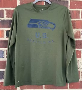 Nike Seattle Seahawks Salute to Service Shirt Long Sleeve Green XL 18-20 Youth - Picture 1 of 9