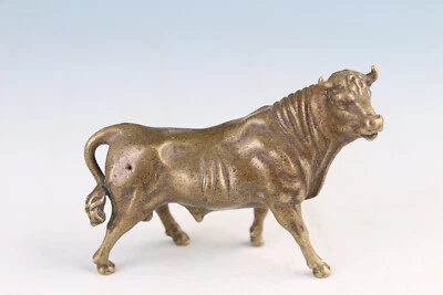 Raro chino bronce mascota buey estatua figura buen soporte mesa decoración noble regalo Foto 1 de 4