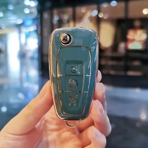 Key Protector Cover For Ford Focus Fiesta Mondeo 2009-2015 Grey Gold - Foto 1 di 2