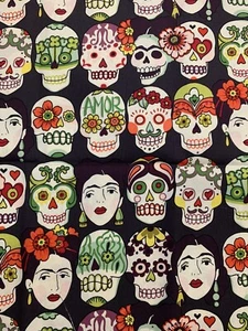 Alexander Henry “Gotas De Amor” Eggplant Fabric Frida Kahlo Skull BTY - Picture 1 of 1
