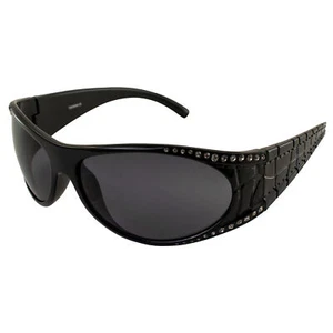 Marilyn Womens Fashion Motorcycle Sunglasses Bling Black with Smoke Gradient - Picture 1 of 6