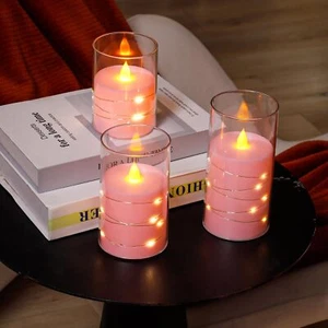 Flickering Flameless Candles Battery Operated Candles Recessed String Light LED - Picture 1 of 12