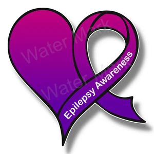 Epilepsy Awareness Heart Ribbon Sticker Decal, 6 Different sizes Truck Window - Picture 1 of 2
