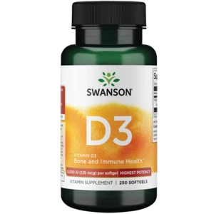 Swanson Highest Potency Vitamin D-3 Softgels, 5,000 IU, 250 Count - Picture 1 of 6