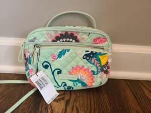 Vera Bradley ikonische RFID kleine Umhängetasche neuwertig Blumen NEU - Bild 1 von 5
