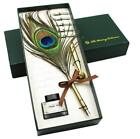 Vintage Peacock Feather Pen Set Antique Calligraphy Writing Quill Ink Dip Pen 5