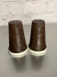 Salero y pimentero MCM plástico melamina marrón blanco vintage - Imagen 1 de 8