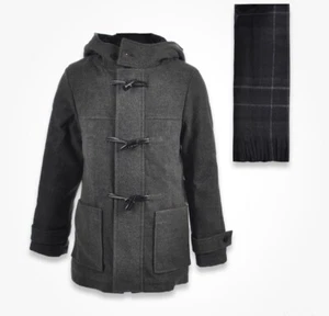 S Rothschild & Co Toddler Boys Size 4 Faux Wool Toggle Coat and Scarf - Picture 1 of 9