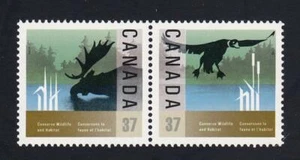 Canada 1988 Duck Moose 37¢ Wildlife, MNH horizontal se-tenant pair, sc#1205a - Picture 1 of 1