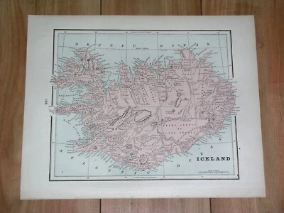 1900 ORIGINAL ANTIQUE MAP OF ICELAND REYKJAVIK VERSO NETHERLAND BELGIUM DENMARK - Image 1 of 4