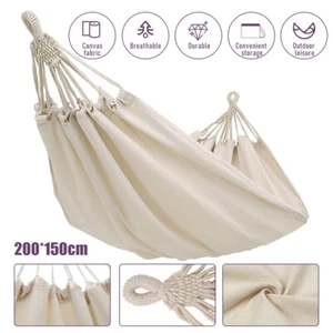 200x150cm 2 Person Canvas Camping Hammock Chair Bed Hanging Swing Sleeping - Picture 1 of 13