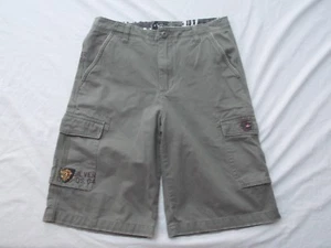 vtg Quiksilver mens boys grn khaki cargo shorts snap pockets size 20 waist 32in - Picture 1 of 2