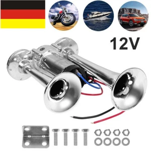 12V 600DB Drucklufthorn Druckluft Horn Fanfare Hupe Lufthorn Nebelhorn LKW Auto - Bild 1 von 11
