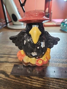 Tea Light Candle Holder 5" Crow Ceramic Fall Decor Votive FREE Same Day Shipping - Picture 1 of 5
