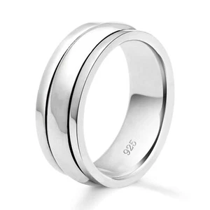 Ring Drehbar 8 mm 925er Silber MassivSchlichter Fidget- & Meditationsring Unisex - Bild 1 von 18