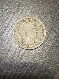 BARBER QUARTER COIN 1898 - G(Good) with Silver 90% Content - Picture 1 of 2