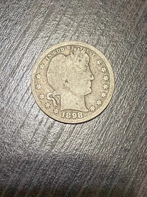 BARBER QUARTER COIN 1898 - G(Good) with Silver 90% Content - Image 1 of 2