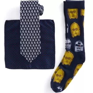 Star Wars R2-D2 Necktie, R2D2 C3PO Socks, Polka Dot Handkerchief Set - Picture 1 of 3