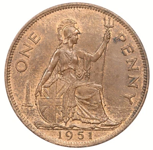 1951 Penny George VI ~ schöne Erhaltung + Glanz - Bild 1 von 2