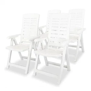 Reclining Garden Chairs 4 Pcs Plastic White - Picture 1 of 3