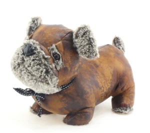 Faux Leather Brown Heavy Pug Doorstop - Pug Dog Door Stay - Pug Door Stopper - Picture 1 of 5