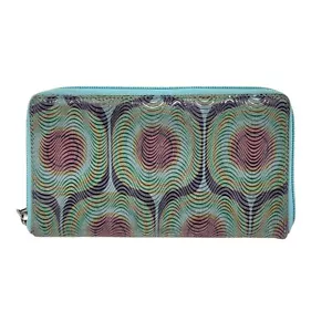 Lodis Leder Wildleder umlaufender Reißverschluss Geldbörse Swirl Geo psychedelisch Mod mehrfarbig - Bild 1 von 10