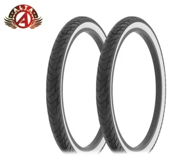 2 ALTA BICYCLE WIRE BEAD DURABLE TIRES 24 x 2.125 BLACK/WHITE BEACH BUM SLICK. - Image 1 of 2