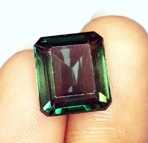 Zertifizierter natürlicher grüner Turmalin loser Edelstein 9,37 ct Smaragdschliff Ringgröße - Bild 1 von 10