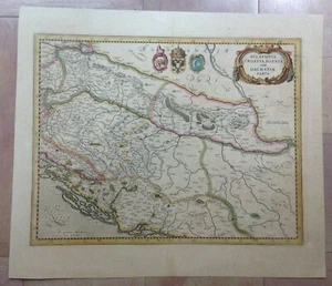 BALKANS 1639 GERARD MERCATOR/JODOCUS HONDIUS LARGE ANTIQUE ENGRAVED MAP  - Picture 1 of 12