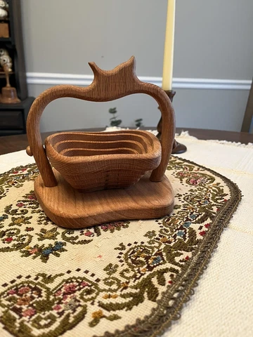 Wood Apple Shaped Basket Vintage Cover
