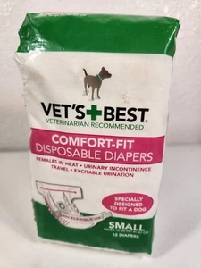 Vet's Best Comfort Fit Disposable Dog Diapers NEW 12 Count Small 16-22'' Waist - Picture 1 of 7