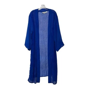Maxi Cárdigan Kloz Lyne Plus Vintage Azul Transparente Talla 1X Aberturas Laterales Mangas 3/4 - Imagen 1 de 7