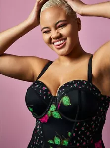 Torrid Betsey Johnson Badeanzug Rose Schwarz Bügel Neu mit Etikett Neu 6X - Bild 1 von 8