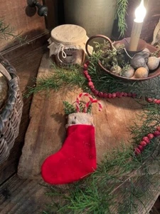 Primitive schmuddelige Weihnachtsmann Strumpf Klammer Aufhänger Weihnachten Schüssel Füller Stil #1 - Bild 1 von 12