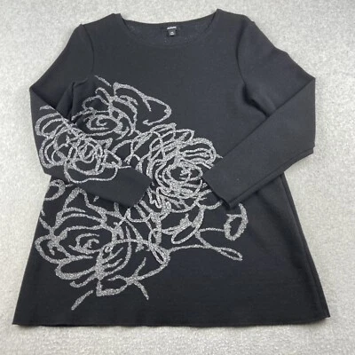 Suéter Alfani Mujer Mediano Pequeño Negro Detalles Metálicos Manga Larga Pullover Foto 1 de 4