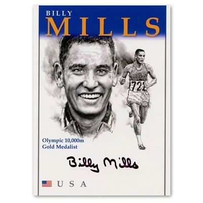 Карта с автографом Билли Миллса - олимпийское золото 10 карат - серия Running Past Signature - Изображение 1 из 4