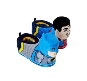NWT Boys Girls DC Comics Super Friends Batman Superman Blue Slippers Size 7/8 - Picture 1 of 12