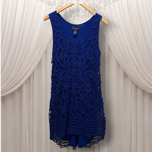 INC International Concepts Crochet Sheath Dress Blue Sz 12 Wedding Party - Picture 1 of 12