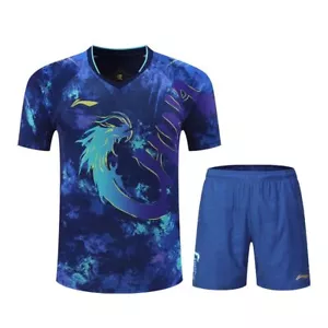 2024 New Li-Ning men's Tops Table tennis set T-shirts+shorts - Picture 1 of 8