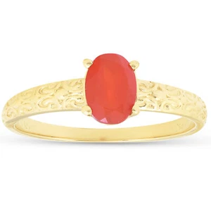 1ct Mexican Fire Opal   Ring 14k Yellow Gold - Picture 1 of 6