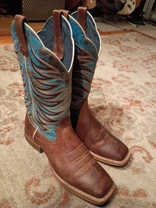 ARIAT FIRECATCHER BRAUN & BLAU LEDER ECKIGE SPITZE COWBOY STIEFEL 10035952 HERREN 9,5 - Bild 1 von 12