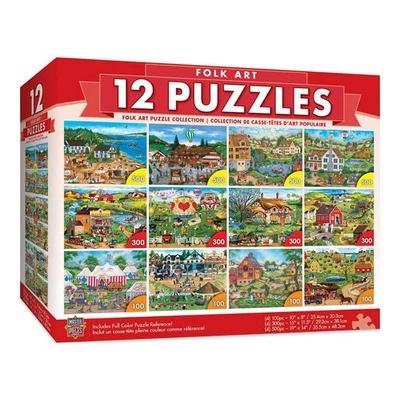 MasterPieces Folk Art Jigsaw Puzzle 12-Pack Bundle - Adults & Family Fun - Image 1 of 4