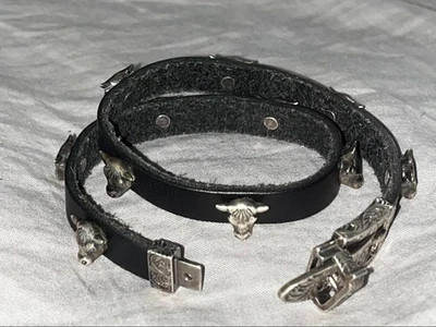 Pulsera Gucci Anger Forest de cuero con cabeza de toro de plata esterlina Foto 1 de 2