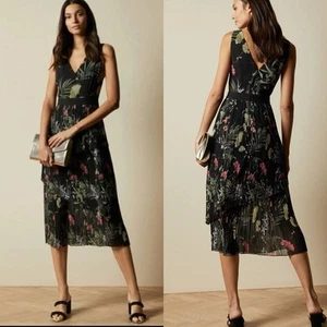 Ted Baker Malinae Dress Floral Pleated Tiered Garden Party Midi US 4 Ted 1 NWT - Picture 1 of 11
