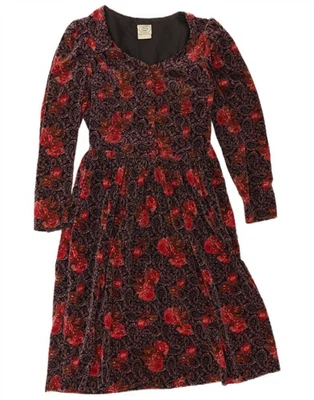 LAURA ASHLEY Womens Velvet A-Line Dress UK 12 Medium Multicoloured Floral CA04 - Image 1 of 3