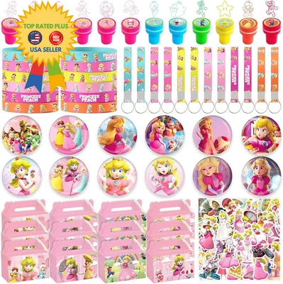 WOOACME Princess Peach Party Favor, 110Pcs Supplies Include Pink