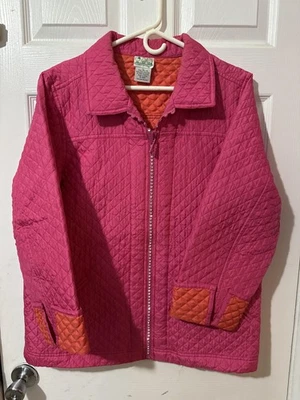 Quacker Factory Jacket Womens Large Quilted Silk Rhinestone Zip Lined Bling - Image 1 of 4
